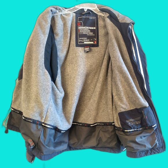Vintage Y2K Abercrombie Fitch A92 Fleece Lined Coat Stripes Tech Pockets L 90s - Picture 3 of 11